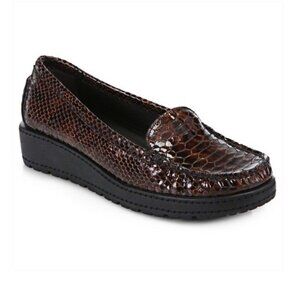 Stuart Weitzman Snake Print Leather Loafers